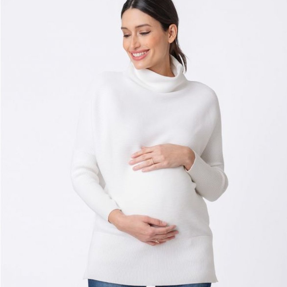 White Cotton Maternity & Nursing Sweater